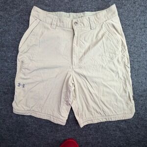 Under Armour Hiking Shorts Mens 30 Beige Ripstop Nylon Outdoor Convertible READ